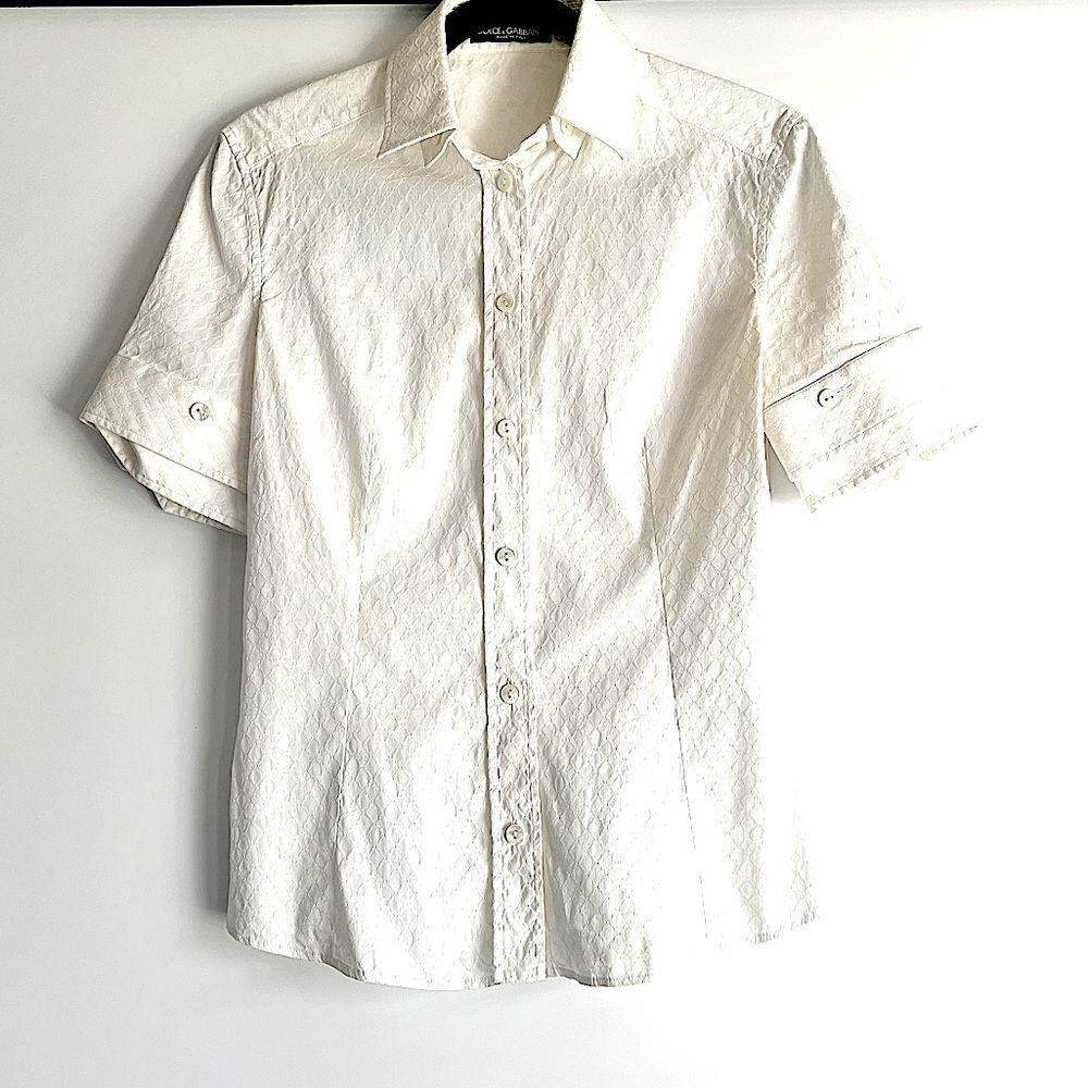 Dolce & Gabbana Short Sleeved Button Front Textured Shirt Size EUR 42